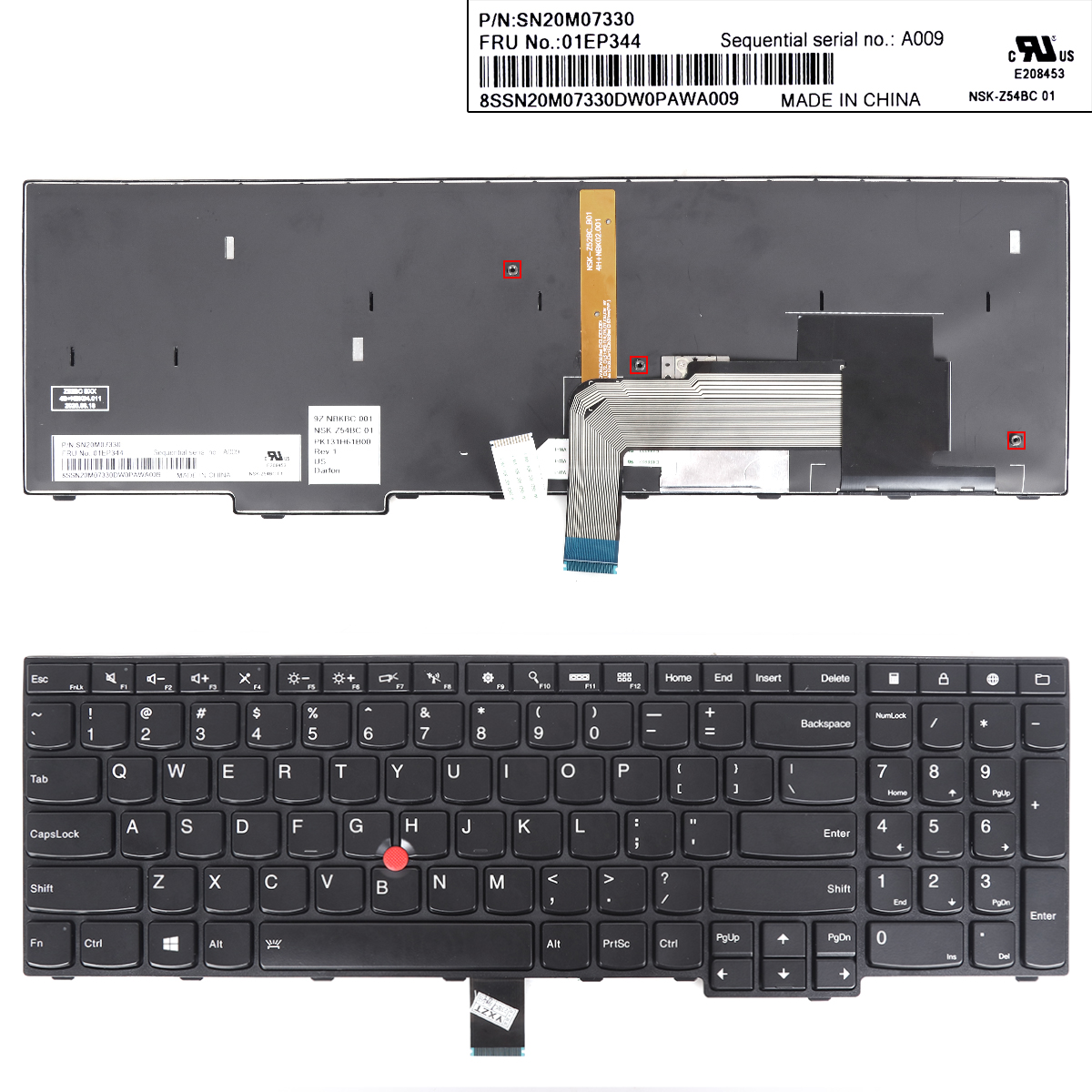 Picture of New Replacement Laptop Keyboard For Thinkpad E555 E550 BLACK FRAME BLACK( backlit With Point stick Win8 ) US Layout